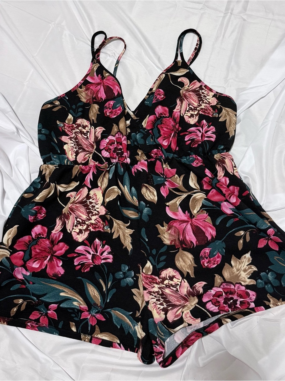 SHEIN Curve 3XL Black Floral Cami Romper